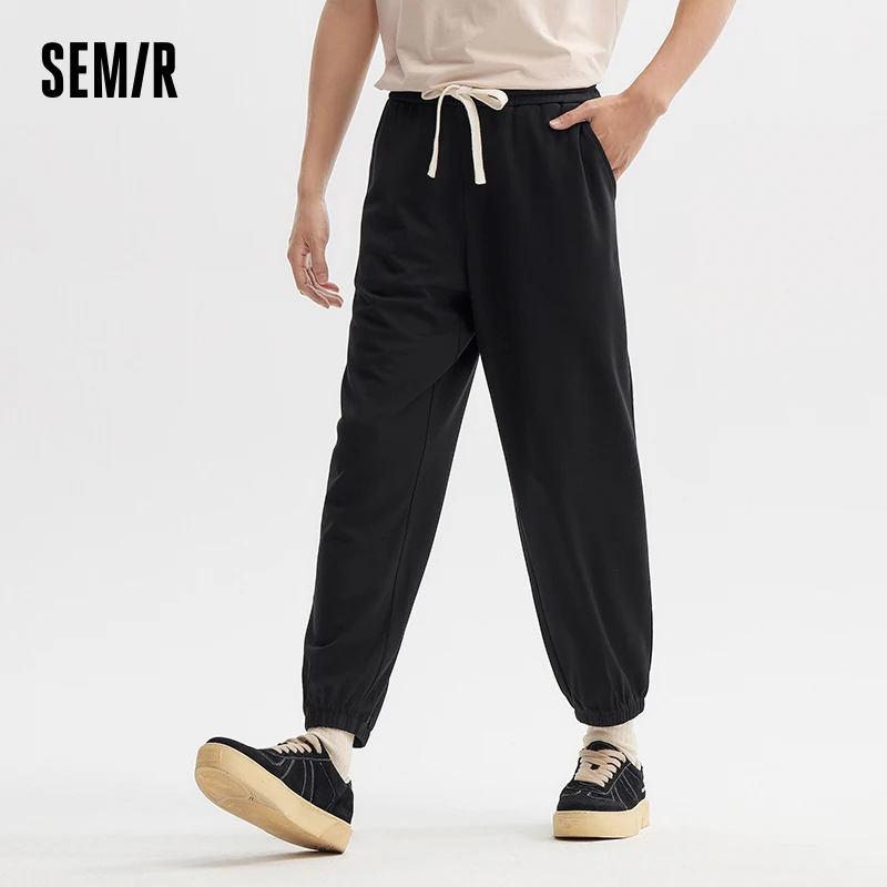 

Semir Casual Trousers Men 2024 Summer New Cool Drawstring Loose Drawstring Trousers Sports Wind Jogging Nine-Minute Trousers