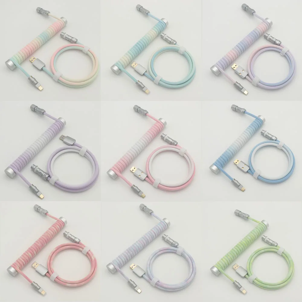 YouMo Handmade Mechanical Keyboard Cable Gradient Color USB to Type C Custom Gaming Accessories Supports 8K for Gamer Desk Gifts
