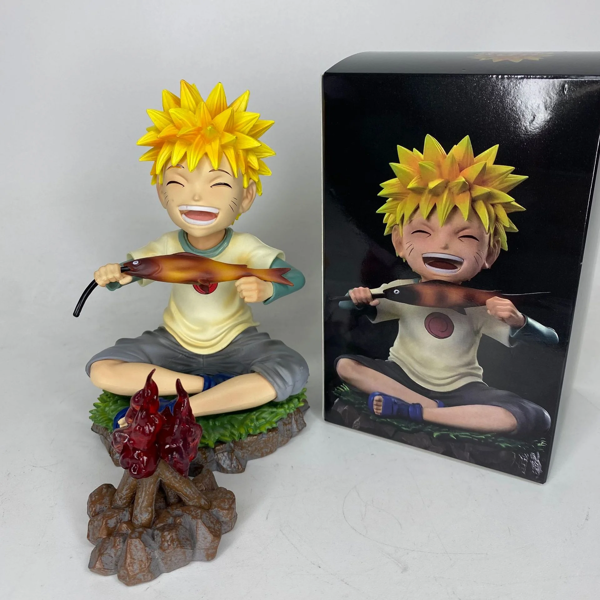 

Naruto Figure Childhood Uzumaki Naruto Grilled Fish Anime Collectible Decoration Model New Hot Buy Action Figures Fans Toy Gift