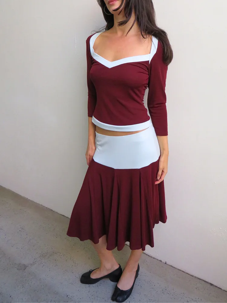 Articat Elegant Exquisite Long-sleeved Two-piece Set Women Pleated Skirt And Slim-fit Long-sleeved T-shirt A Fresh Street Outfit