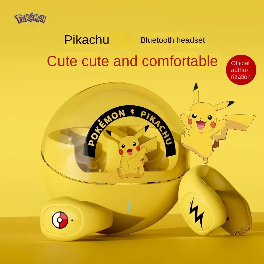 Pokemon Pikachu Bluetooth headset, good-looking, non-in-ear, wireless clip-on, bone conduction, noise reduction headset