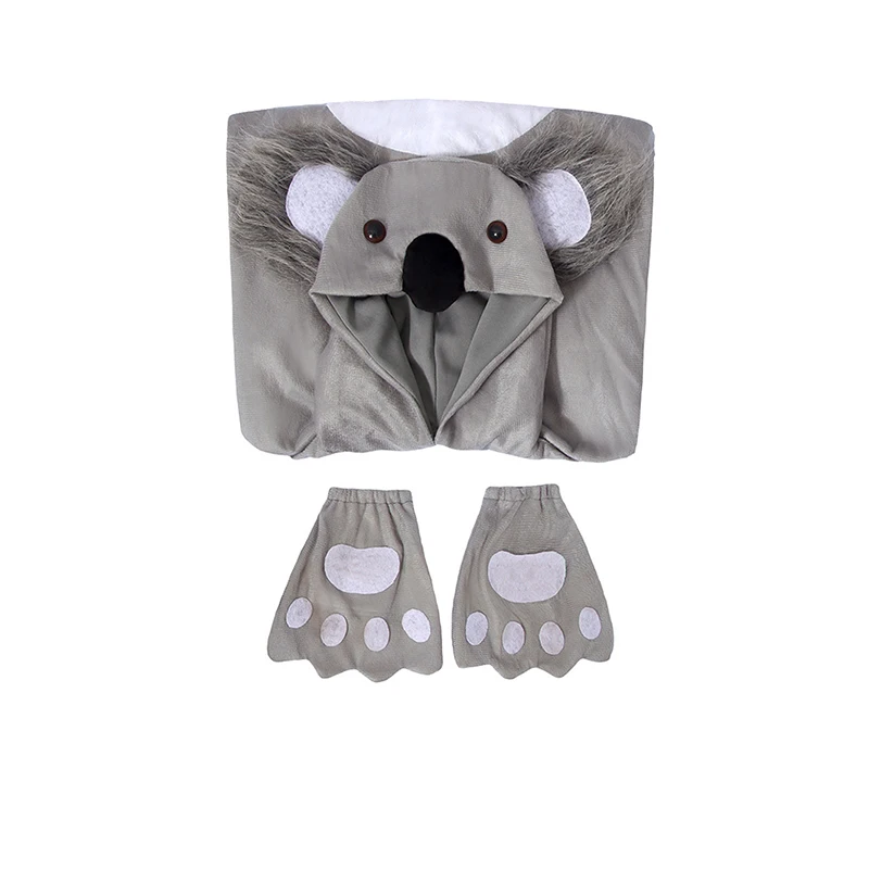 Mono de Animal con guantes para niño y niña, disfraz de Koala con capucha para Halloween, 2024