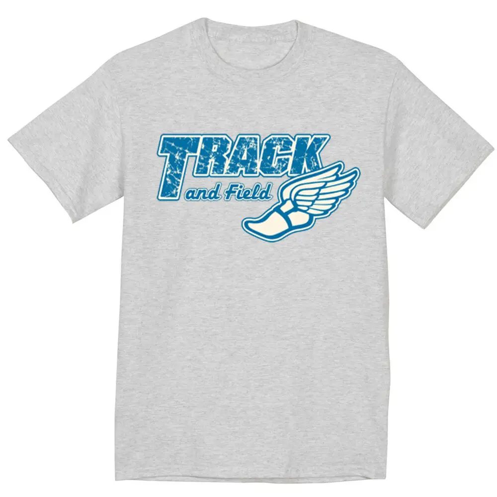 Track And Field Shirt Track Team Winged Shoe Design Tee Shirt Men's Gray Anime Graphic T-shirts High Quality 100%Cotton