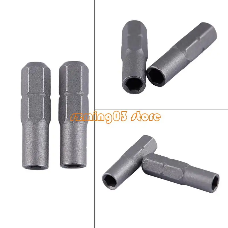 H9ec 2pcs محولات محرك لمقبس بتات 4 مم و 6.35mm 1/4 "محول بتات بت
