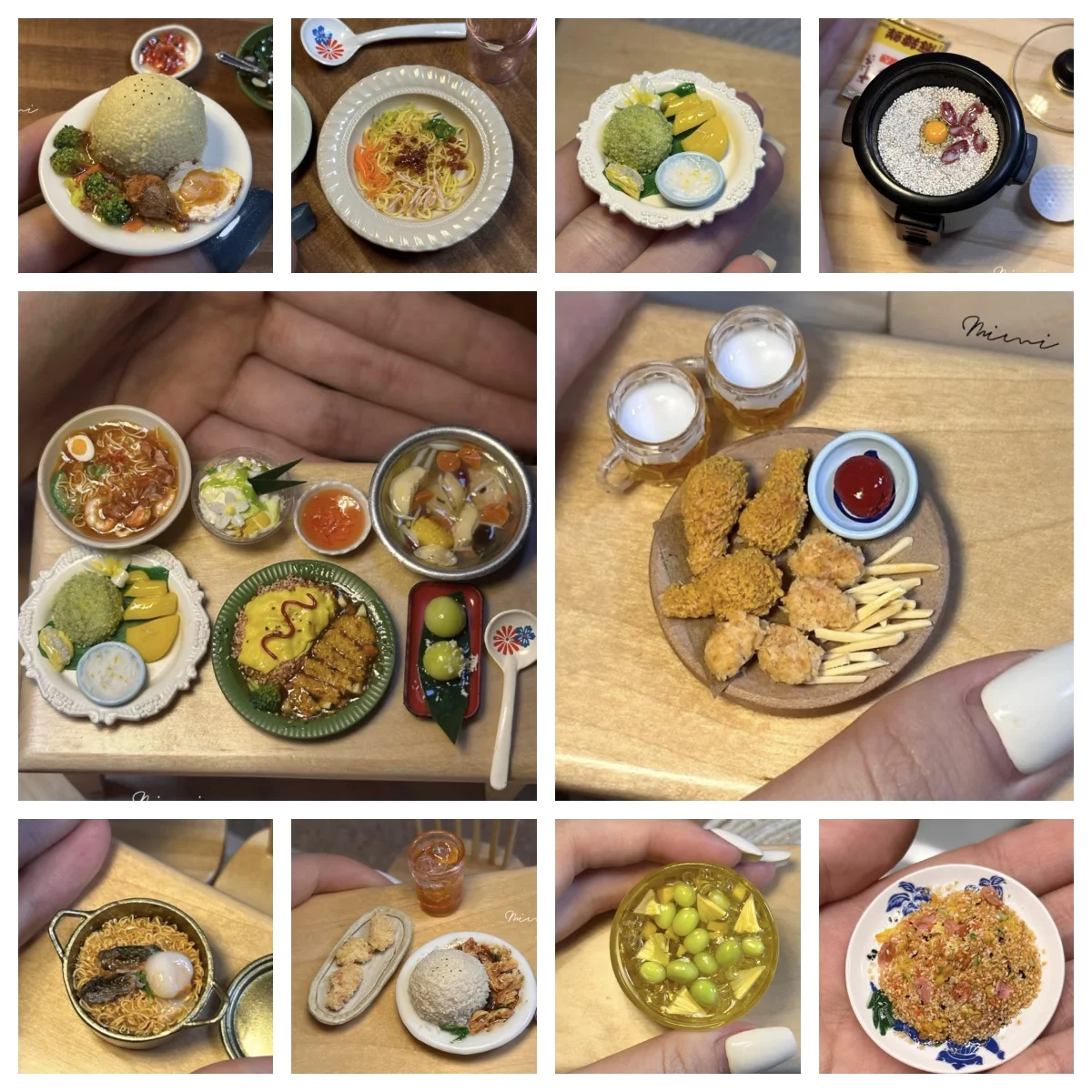

1:6 Scale Handmade Miniature Chinese Food, Fried Chicken, Picnic Platter, Mango Sticky Rice, Dollhouse Bjd Kitchen Accessories