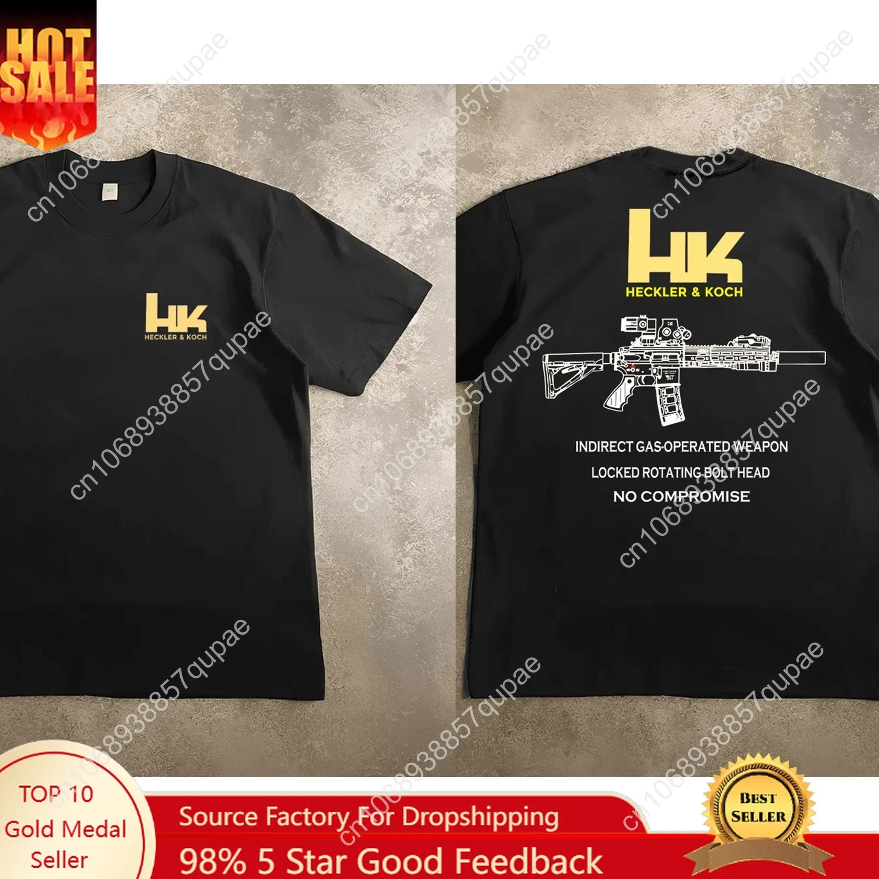 

Men's Graphic in Heckler & Koch HK416 T-Shirt 100% Cotton Sweat Wicking Breathable High Quality Casual Tee for Easy Movement