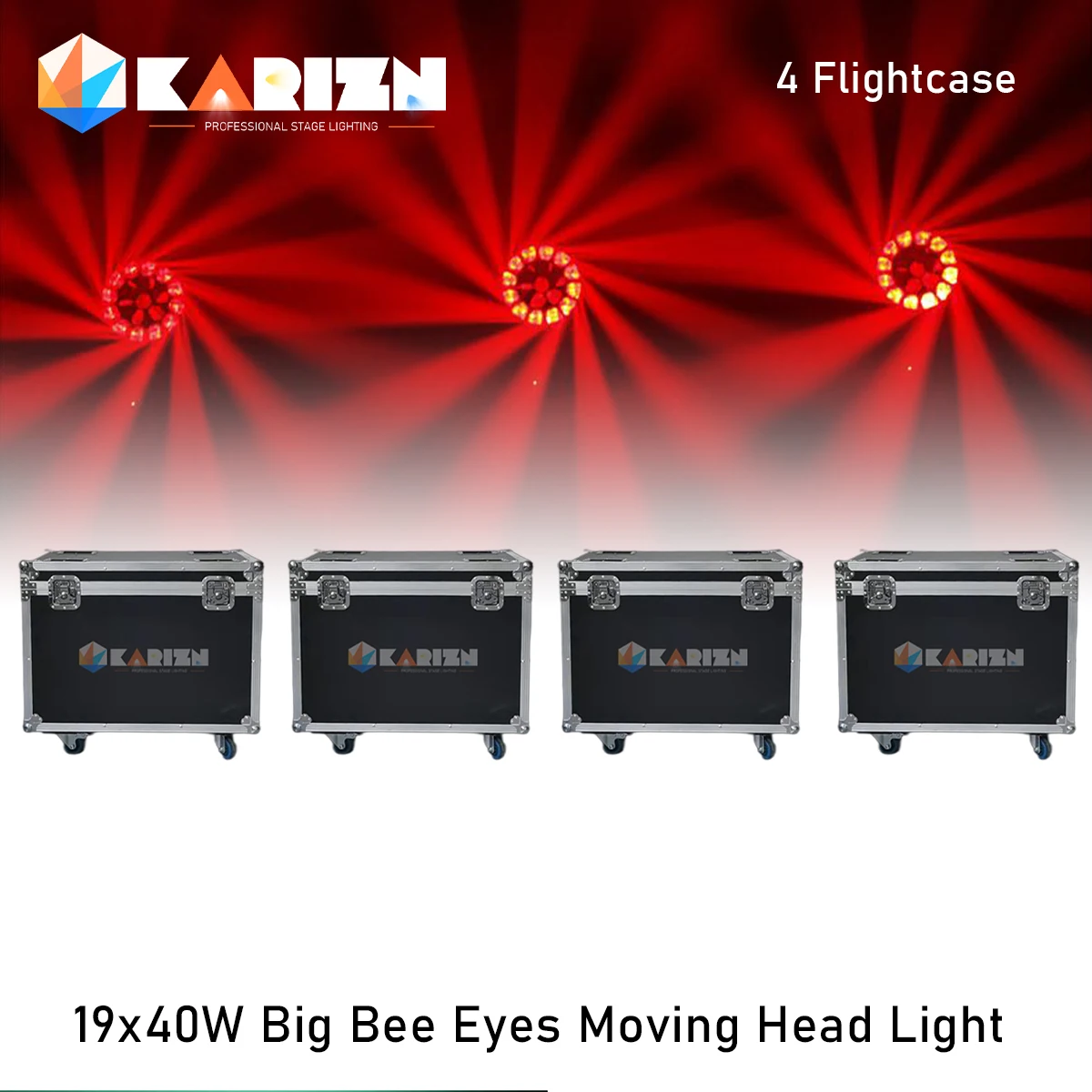 0 Tax 4 Flight Cases For Big Bee Eye 19x40w Moving Head light Wash/Beam Stage Event Theater DJ Disco Wedding Party Light