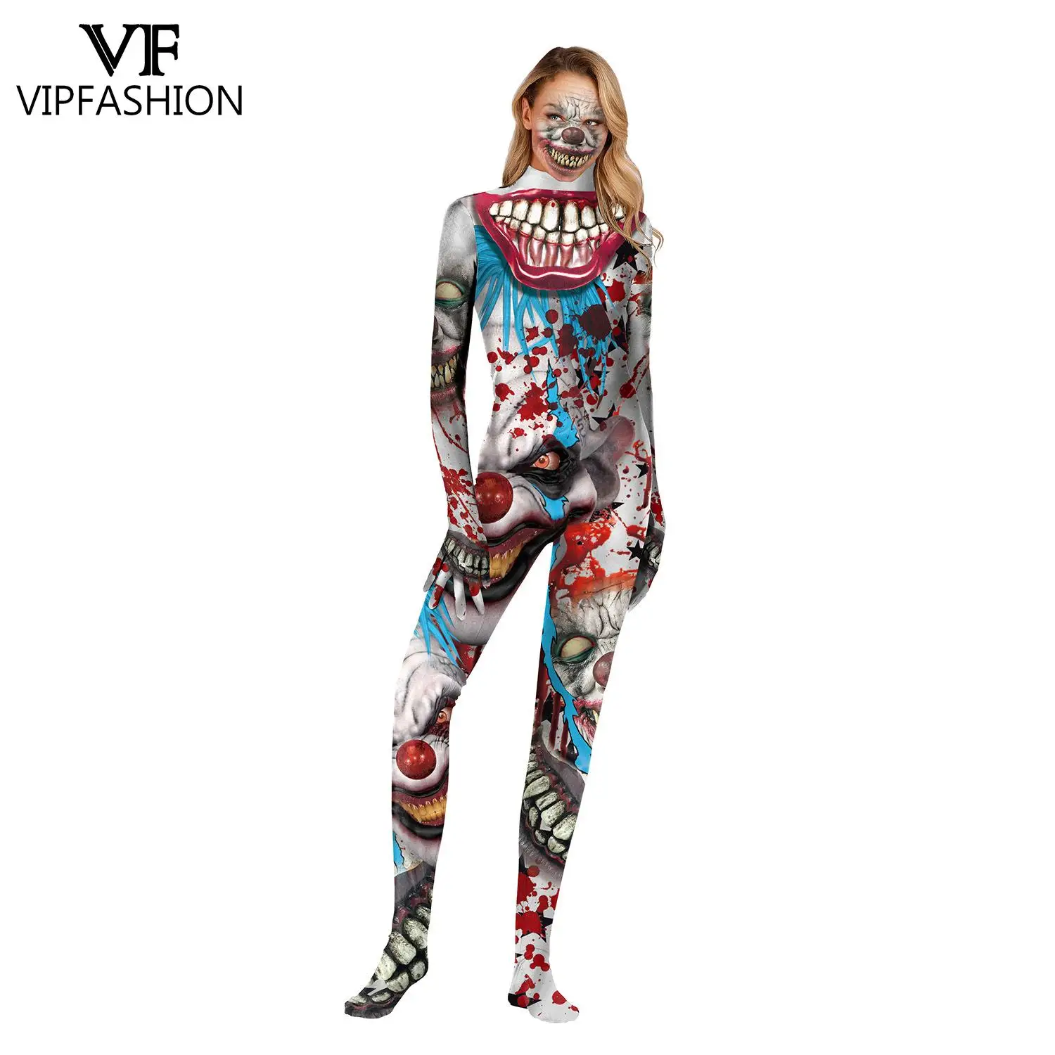 VIP FASHION Funny Cosplay Costume donna uomo Halloween Carnival Zentai body Full Cover scheletro tuta Party Show Outfit