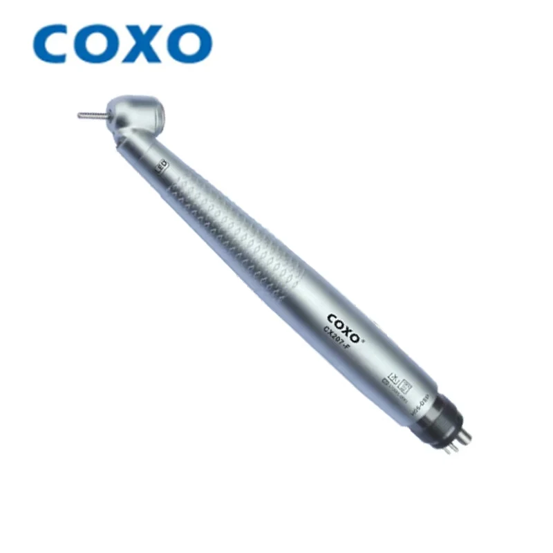 COXO CX207-F 45 ° LED 콘트라 앵글 고속 핸드피스, 3 방향 스프레이, 3 에어, 푸시 단추 워터 스프레이, 청소 및 미백용