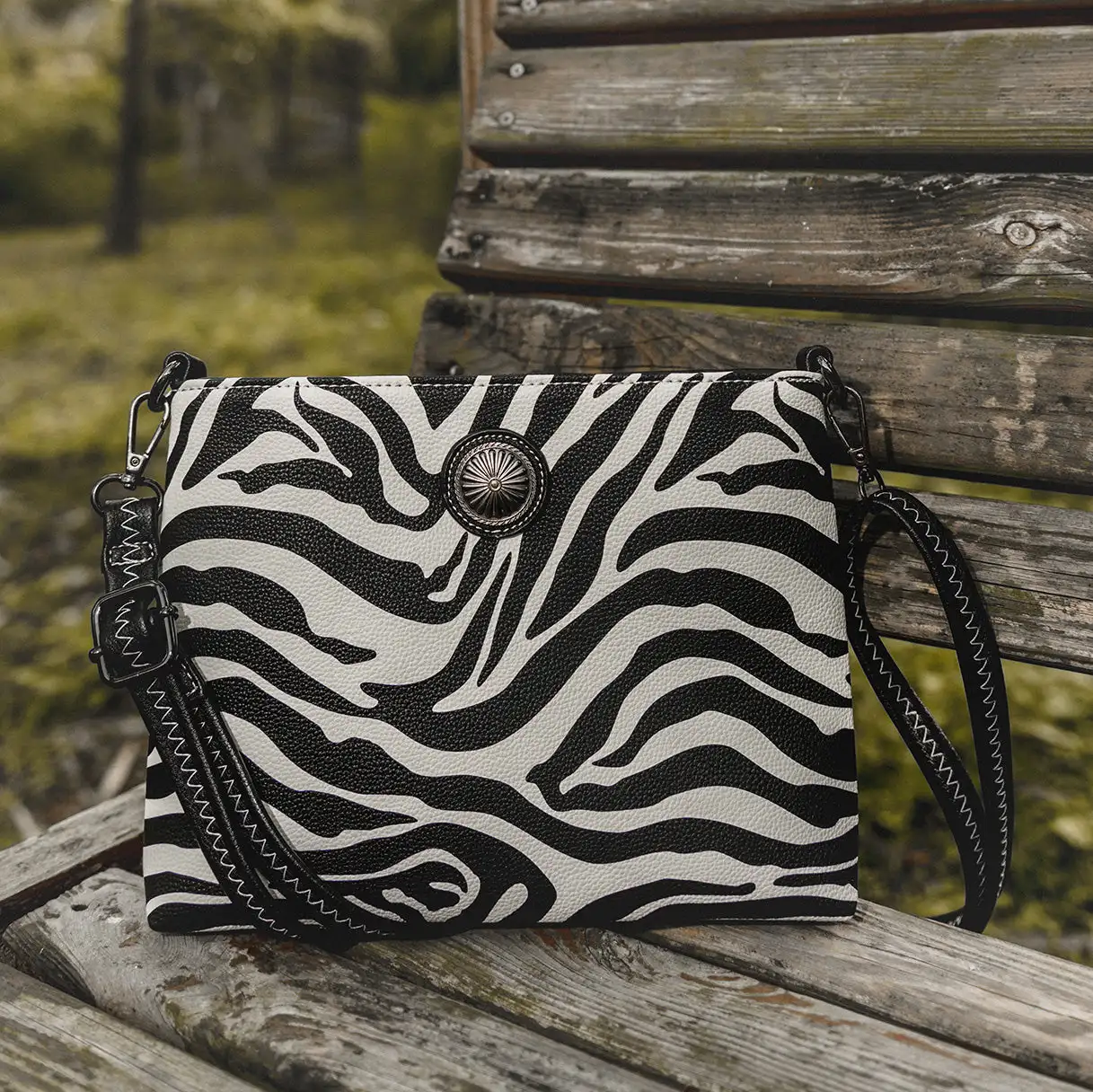 Shoulder Bag For Women Zebra Print Concho Shoulder Pouch New Trend Zipper Handbags Special Design Large Capacity Tote Bags