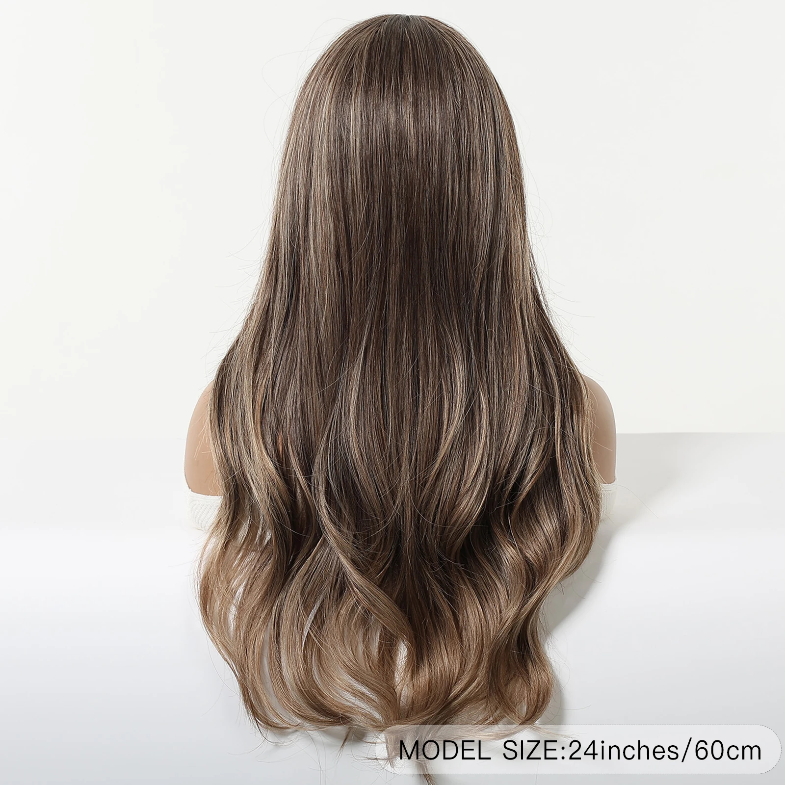 Blonde Unicorn Brown Ombre Middle Part Long Wavy Synthetic Wig for Women Heat Resistant Gradual Blended Color Hair for Daily image 4