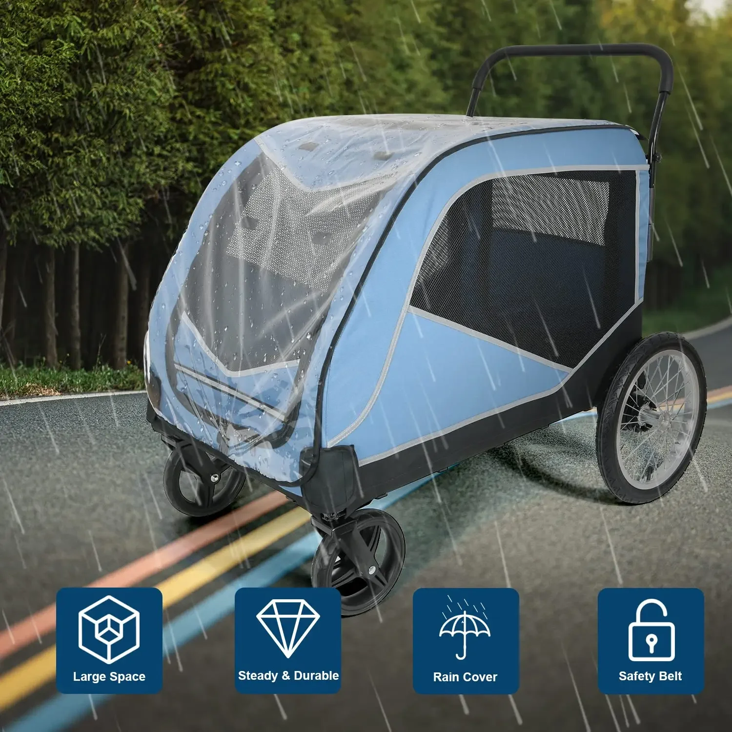 Factory Direct 2026 Nordic Dog Stroller for Large Dogs Extra Pet for Medium Foldable Dog Wagon and Cart for 2 with Pocket Up to