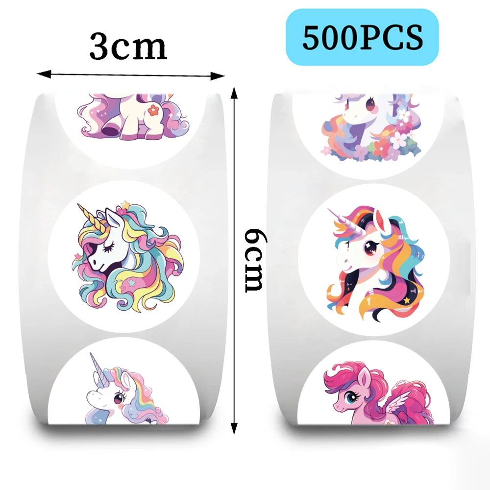 500pcs Cute Cartoon Unicorn Sticker Childrens Reward Gift Label Decoration Teacher Encouragement Student Stationery Sticker