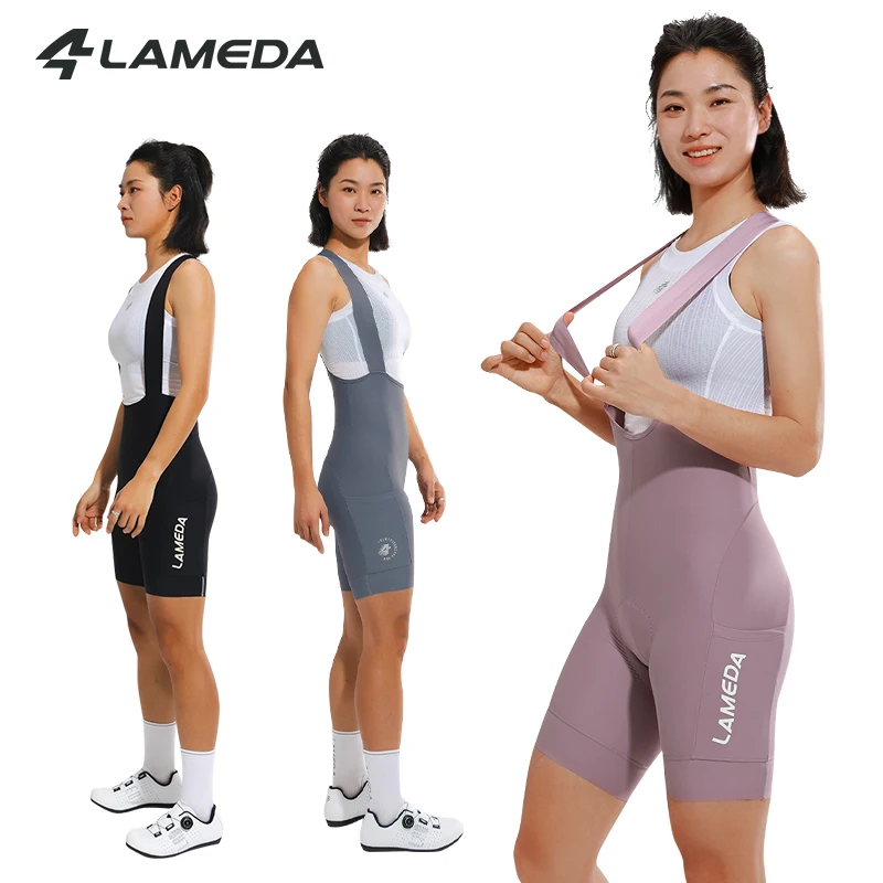 

LAMEDA Cycling Bib Shorts Shock-Absorption Padded Road Bike Shorts Riding Biking Bib Shorts Breathable Women's Summer MTB Shorts