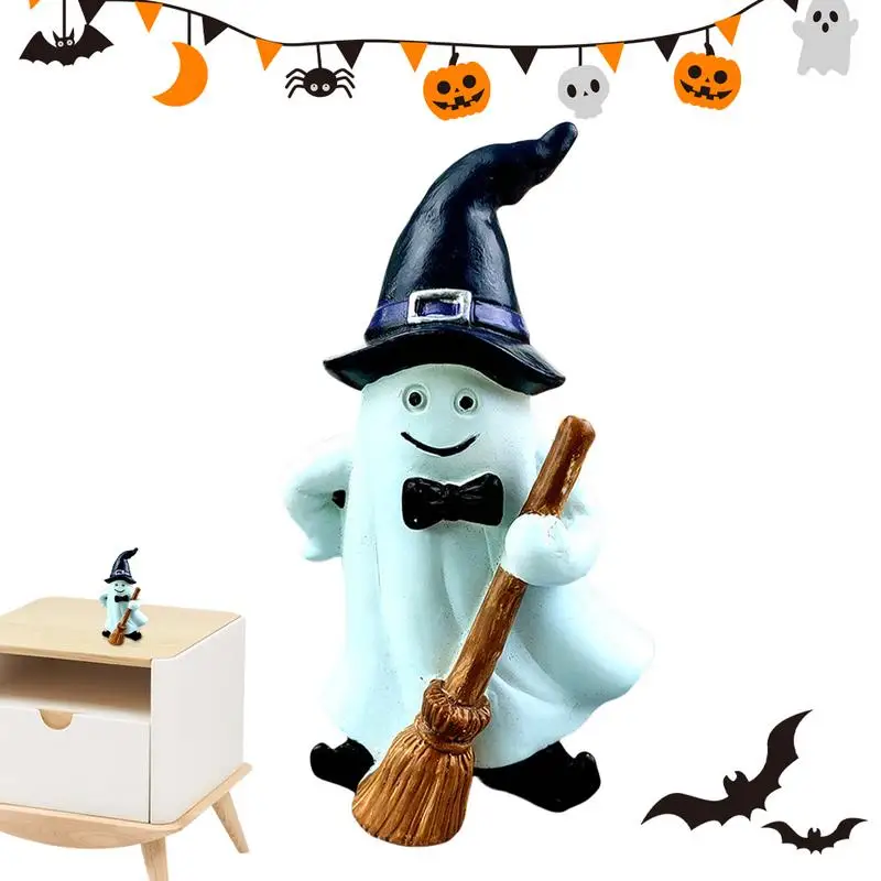 

Ghost Decor Cute Halloween Cartoon Statue Table Centerpiece Home Decoration Reading Ghost Witch Ghost Figurine For Home Business