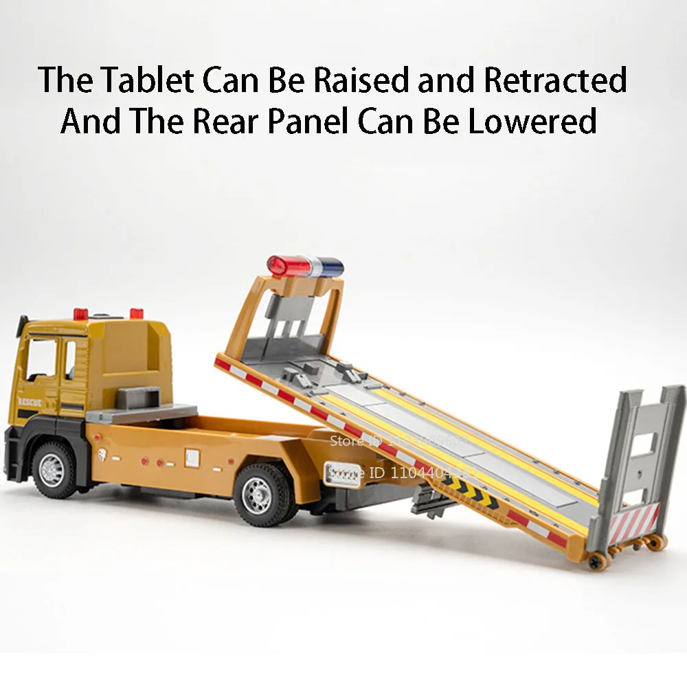 1:32 합금 평판 트레일러 굴삭기 믹서기 트럭 모델 장난감, 다이캐스트 자동차 사운드 라이트 풀백 미니어처 차량, 남아용 재미있는 장난감