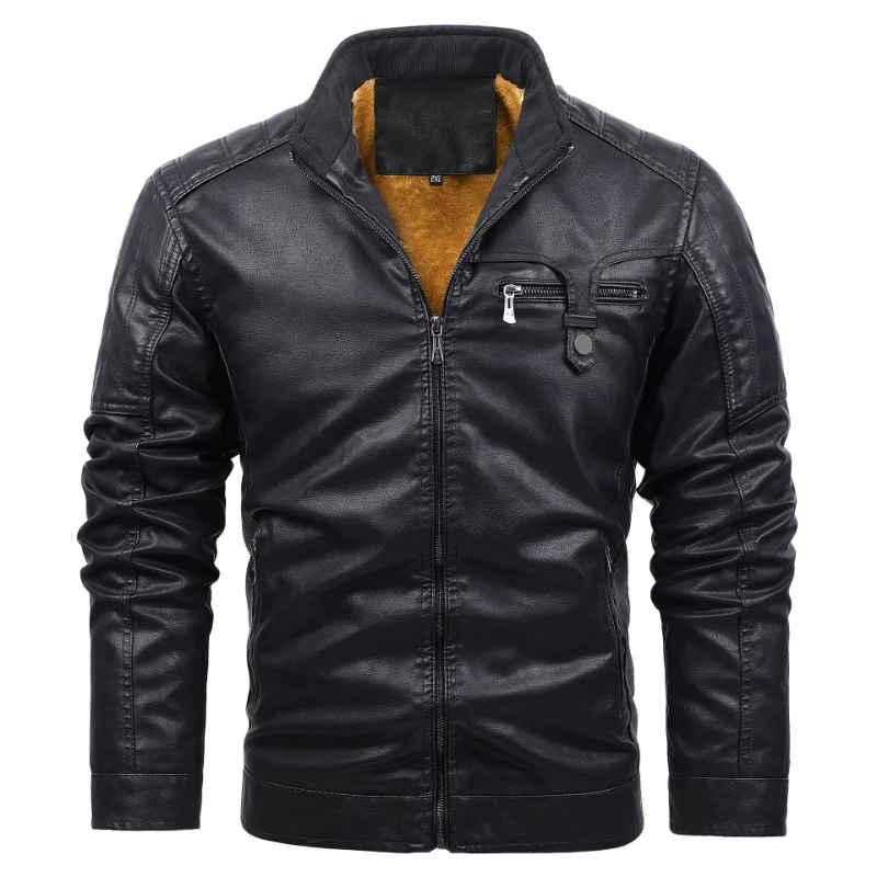 Fashionable New Motorcycle Leather Jacket Glossy Leather Print