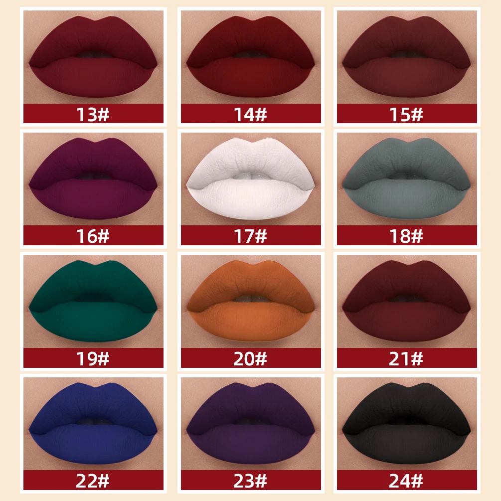 Matte Liquid Lipstick Waterproof Velvet Nude Sexy Red Lip Gloss Long Lasting Nonstick Lip Stain Makeup 24 Colors Hot Lipgloss