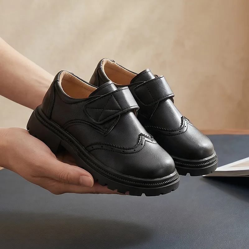 Children School Leather Shoes Classic Black Boy Girl Perform Uniform Shoes Fashion Versatile Formal Occasions Kids Dress Loafers