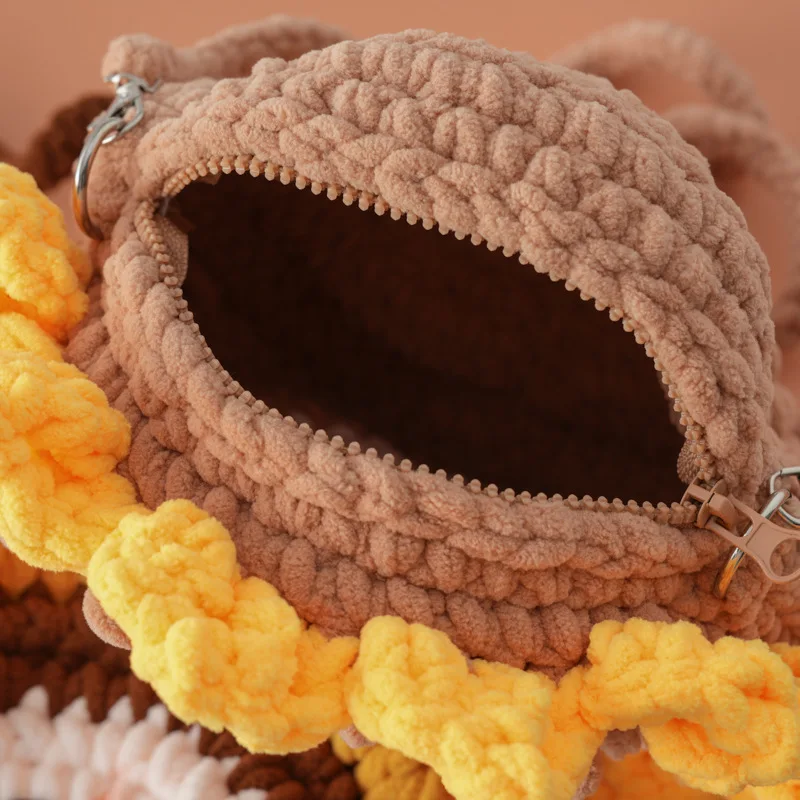 Handmade Crochet  Woven Sunflower Knit Purse Crossbody Handbags for Women Shoulder Bag Small Purse