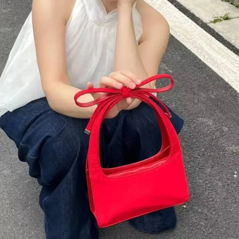Bloom Vintage Red Hand Bag Purse Women New Sweet Cool Hot Girls Portable Handle Wallets Female Retro Cute Y2k Bags Aesthetic