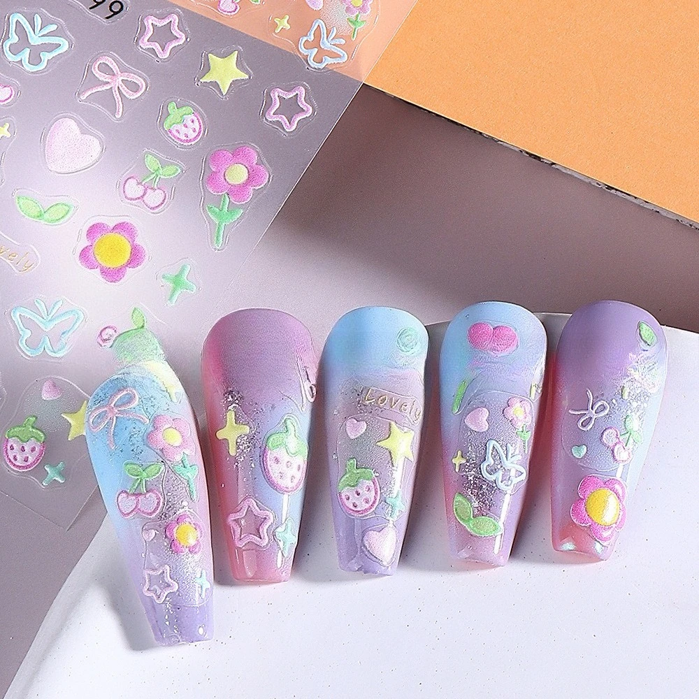 Простые наклейки для маникюра  – обзор и цена Nail Art Strawberry