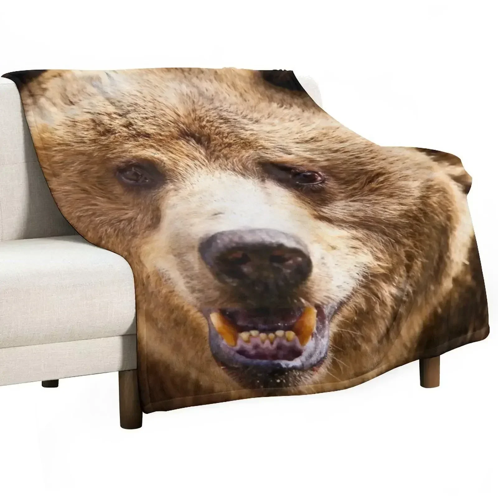

Brown Grizzly Bear Throw Blanket Reusable Durable Soft Blanket for All Seasons