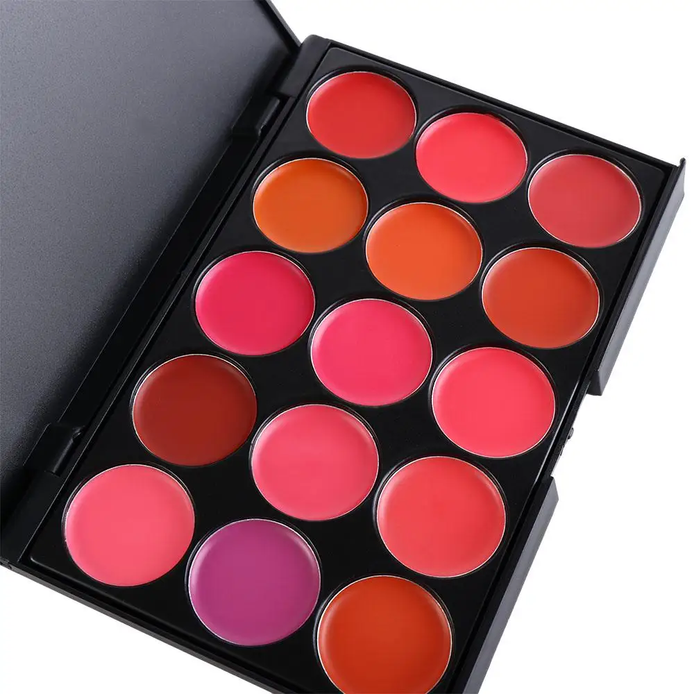 Nicht klebende, matte Lippenstift-Palette mit Tasse, langlebig, wasserdicht, 15-farbige Lipgloss-Palette, feuchtigkeitsspendendes Make-up-Werkzeug für rote Lippen