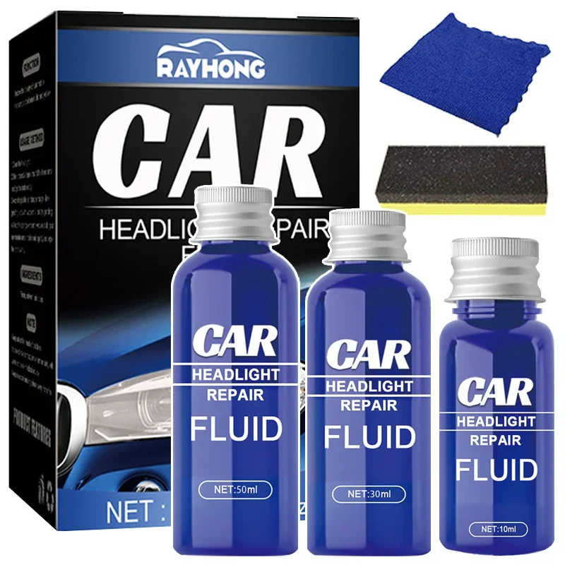 1set Universal Car Headlight Cleaning Sets Auto Headlamps Remove Yellow Polishing Coating Kit Car Washing Accessories 10/30/50ML