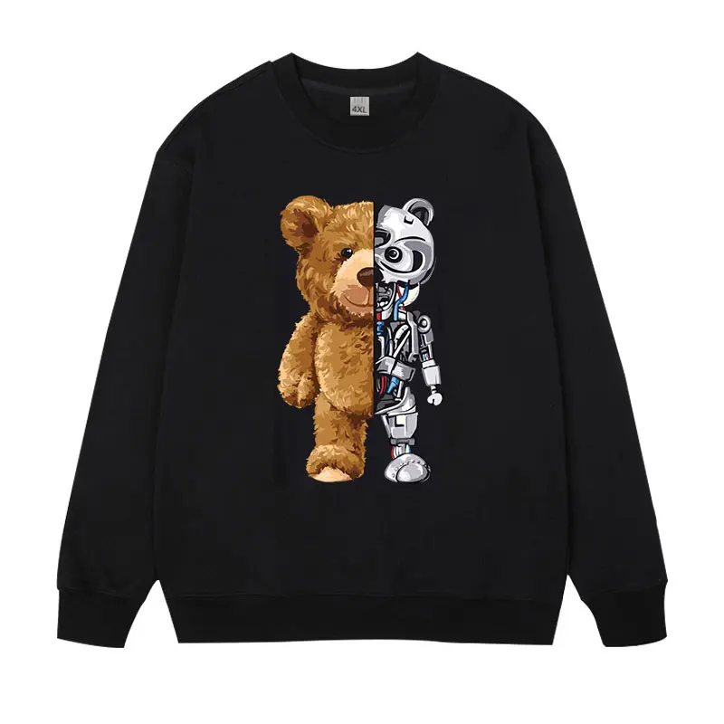 بلوزات رجالية مقاس كبير مبطنة بالصوف 110-185 كجم رقبة دائرية ملابس رياضية فضفاضة من الصوف الدافئ بلوفرات قطنية ملابس رجالية غير رسمية #4