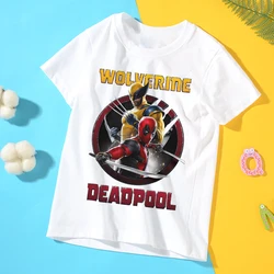 New Deadpool and Wolverine Kids T-shirts Marvel Cartoon Graphic T Shirts Boys Girls Cotton Short Sleeves Tops Children Clothing