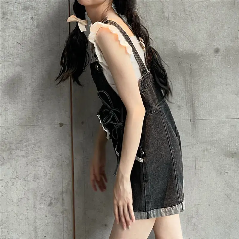 여성용 롬퍼 플레이수트 여성용 루즈핏 하이 드레이핑 와이드레그 오렌지 스트리트웨어 드레이피 솔리드 컬러 더블브레스트 Y2K