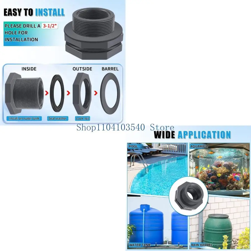 02DC 3inch PVC Bulkhead Fitting for Threaded Plumbing Through Wall Projects