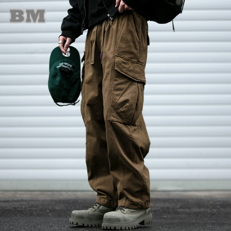 Oversized Cargo Pants For Men Multi Pocket Loose Fit Streetwear Casual American Style Korean Trendy Fashion Straight Leg Pants