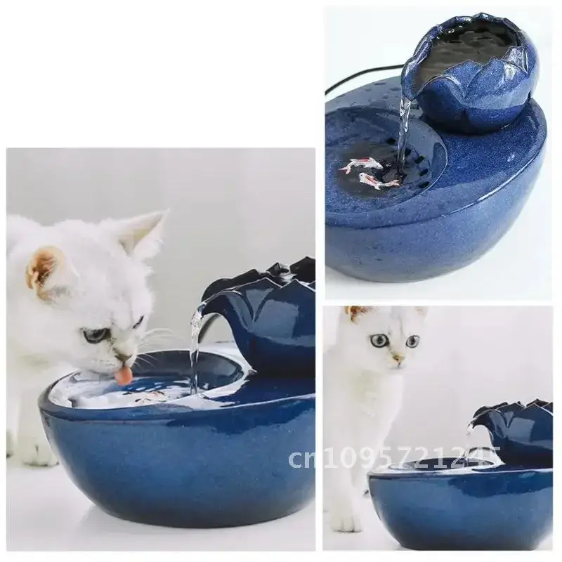 

Electric Ceramics Cat Drinking Feeder Automatic Circulating Drinking Products Water Fountain Dispenser Pet Cat Dogs