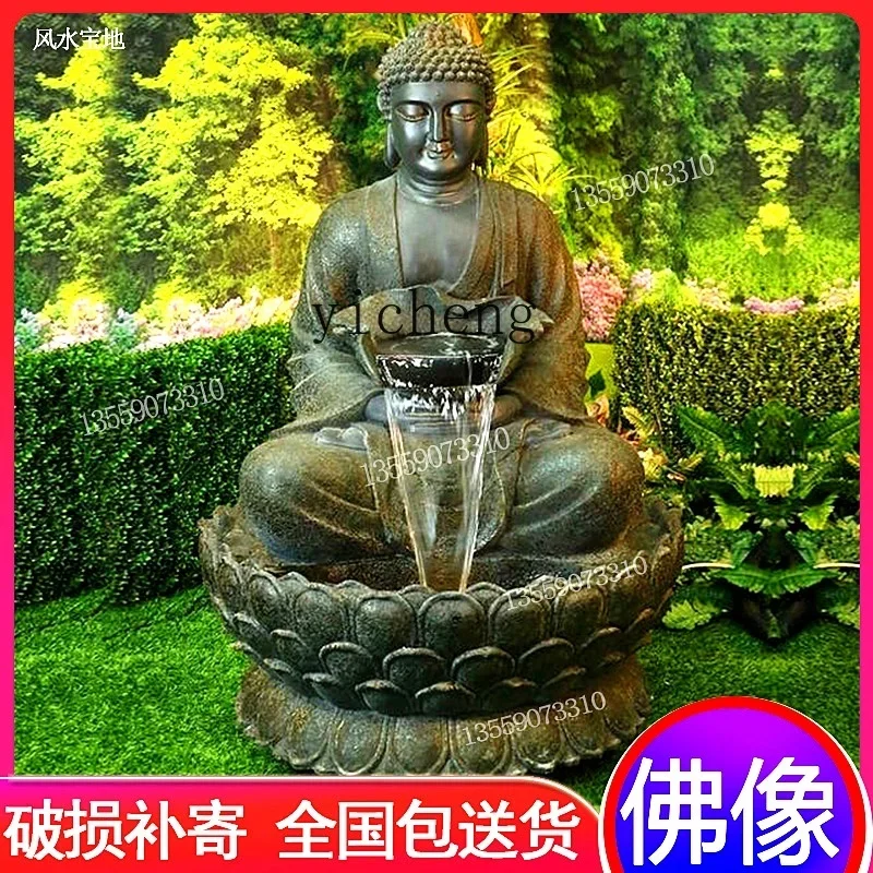 L7-14 flowing water ornament Sakyamuni fountain Amitabha water landscape garden decorative floor sculpture