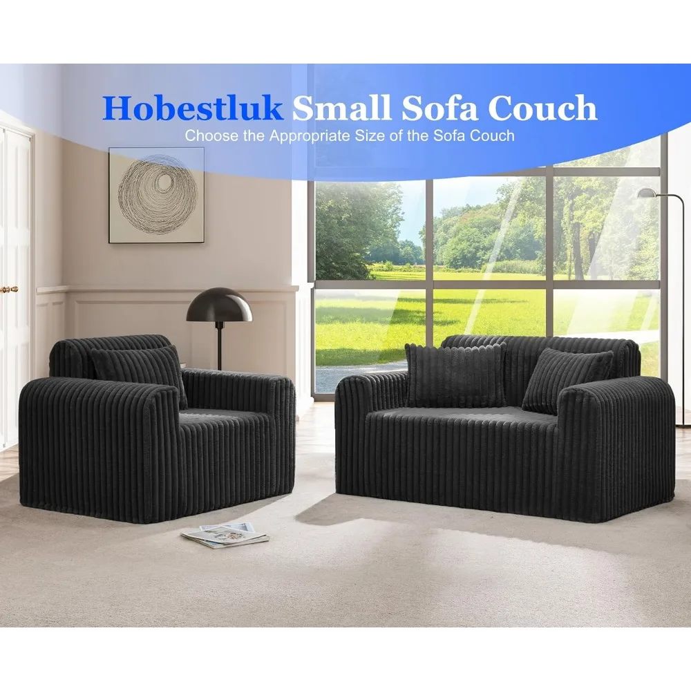 Divano compatto in schiuma per piccoli spazi abitativi: accogliente divano peloso con fodera e cuscini rimovibili