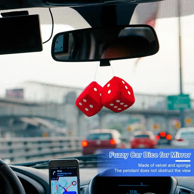 Car Plush Dice Pendant New Year Dice Velvet Dice Model Auto Rear View Mirror Pendant Cube Decoration Car Styling