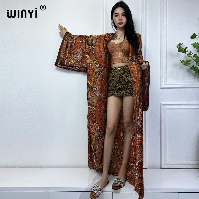 Moda kimono Africa odzież plażowa okrycia klasyczny nadruk kardigan stroje plażowe dla kobiet vestidos stroje kąpielowe jedwabny feelcoat