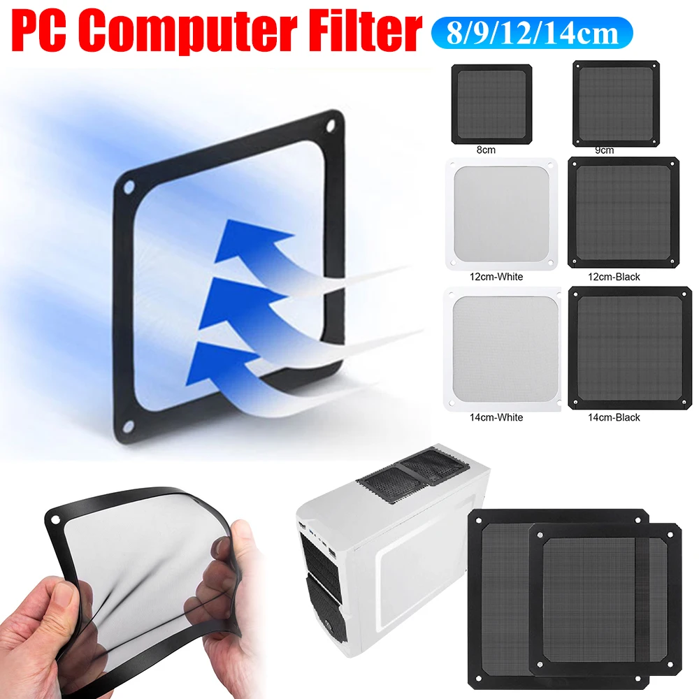 8-14cm Chassis Dust Filter Magnetic Frame Dustproof Mesh Cover Net Guard with Hole for PC Computer Case Cooling Fan Power Supply