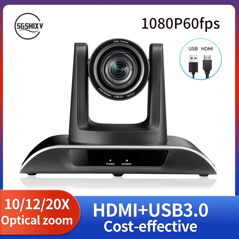 

HDMI/USB PTZ Camera 12X/20X Optical Zoom 60fps 1080P Video Conference Camera Meeting Online Learn with Zoom Skype OBS More