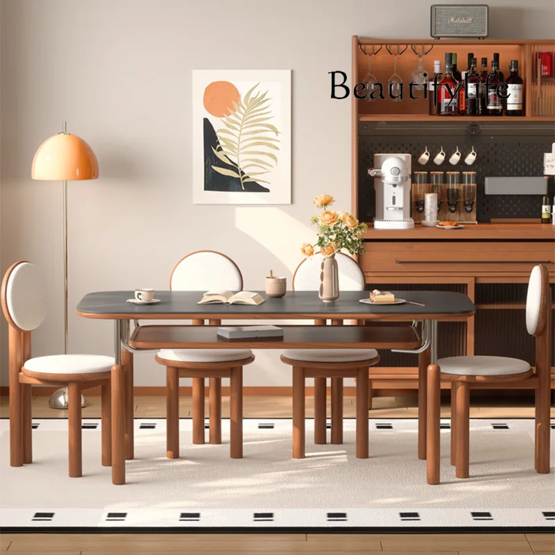 

Modern Luxury Black Rock Slab Dining Table Sleek Minimalist Kitchen Dining Room Tables Rectangle Restaurant Table Home Furniture