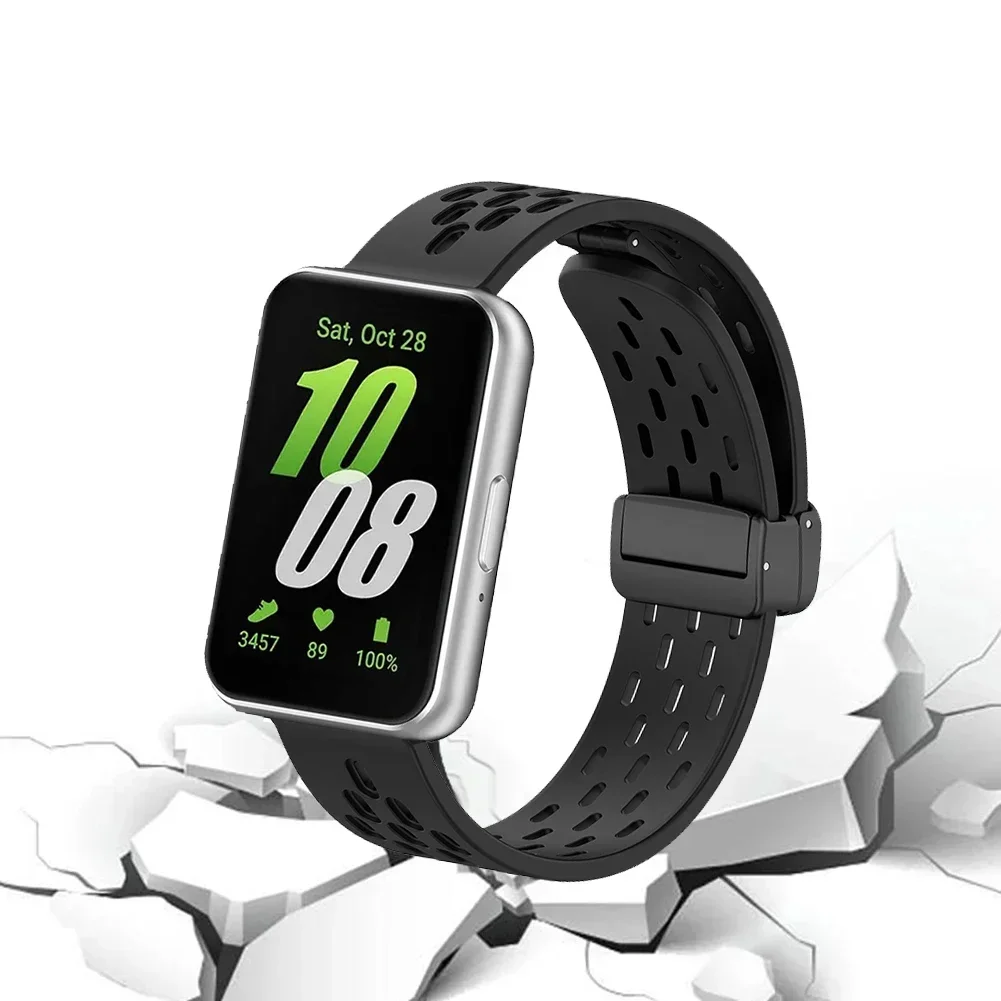 Starp magnetico per Samsung Galaxy Fit 3 Smart Watch cinturino con fibbia pieghevole traspirante in silicone per braccialetto Galaxy Fit3