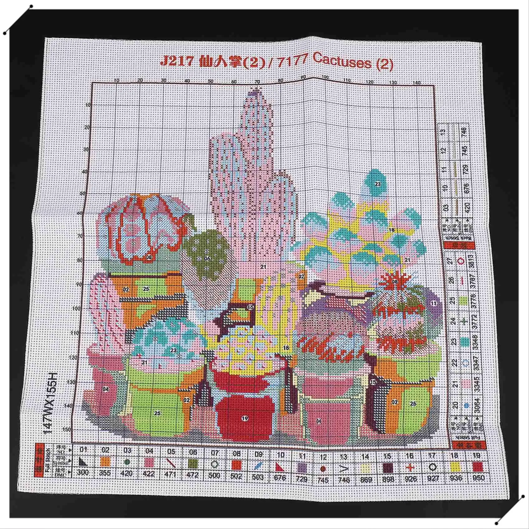 Cactuses Patterns Counted Cross Stitch 11CT Printed Cross Stitch Sets Embroidery Needlework
