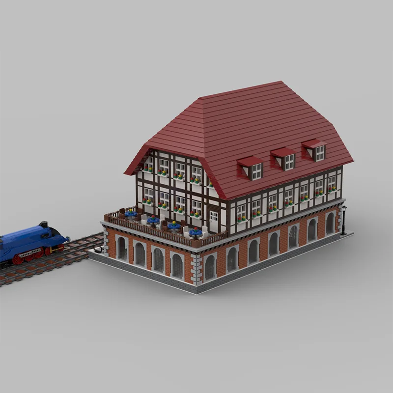 4533PCS MOC aangepaste bouwsteenset: groot treinstation, creatieve montage, perfect voor transportthemeliefhebbers