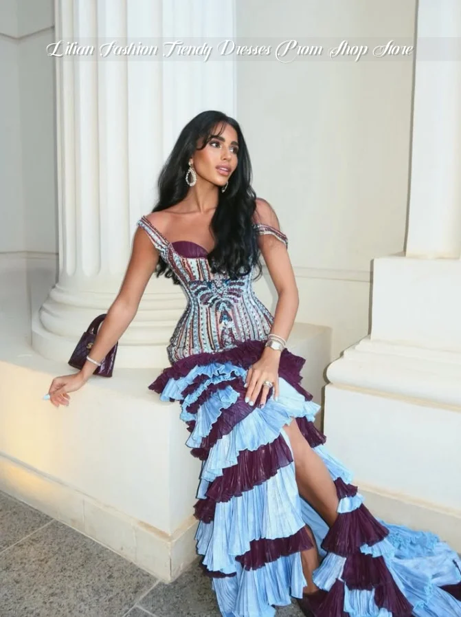 Customized Color-Blocked Strapless Prom Dress Ruffled Asymmetrical Evening Gown Birthday Party Dress Photo Shoot Dress 2026
