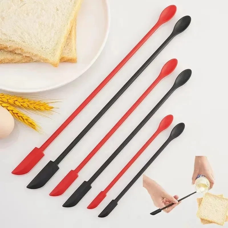 1/2Set Mini Spatula Heat Resistant Long Handle Dual-Ended Scraper with Spoon Jam Spatulas Kitchen Gadget Kitchen Accessories