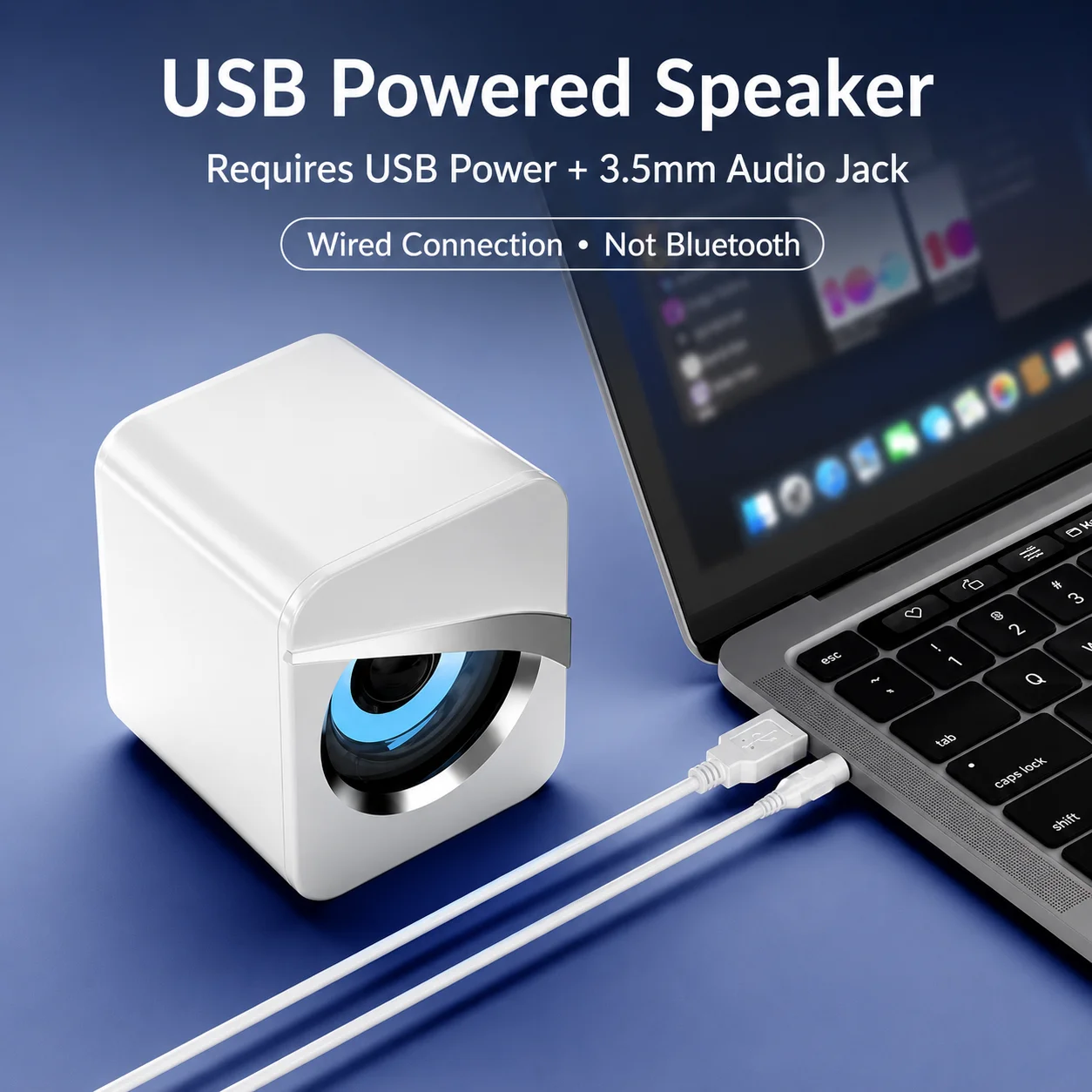 Riksoin Desktop Mini Speakers, HiFi Stereo Sound, USB Powered with 3.5mm AUX Plug, for PC Laptop Monitor Gaming Home Office