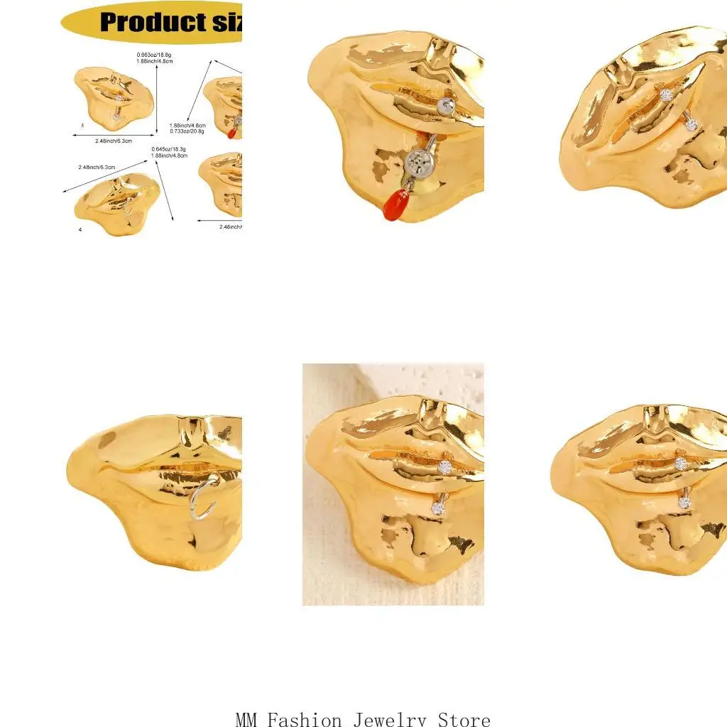 Novelty Lip Brooch Gold Tone Alloy Statement Corsage Pin for Jackets, Bags and Hats, Daily Styling Accent, 1 Piece D0UB