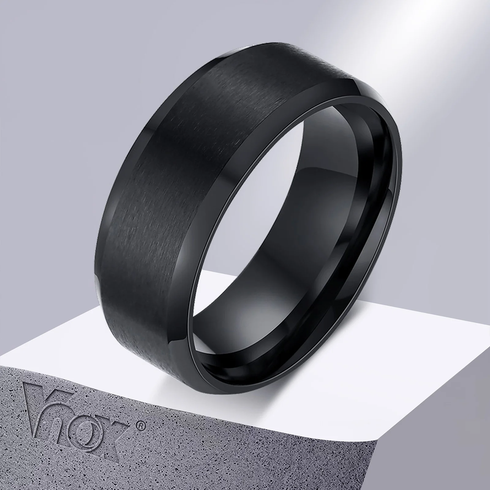 Vnox (Dropshipping) 8mm Men Ring Stainless Steel Wedding Jewelry Horus Anka Bible Medical